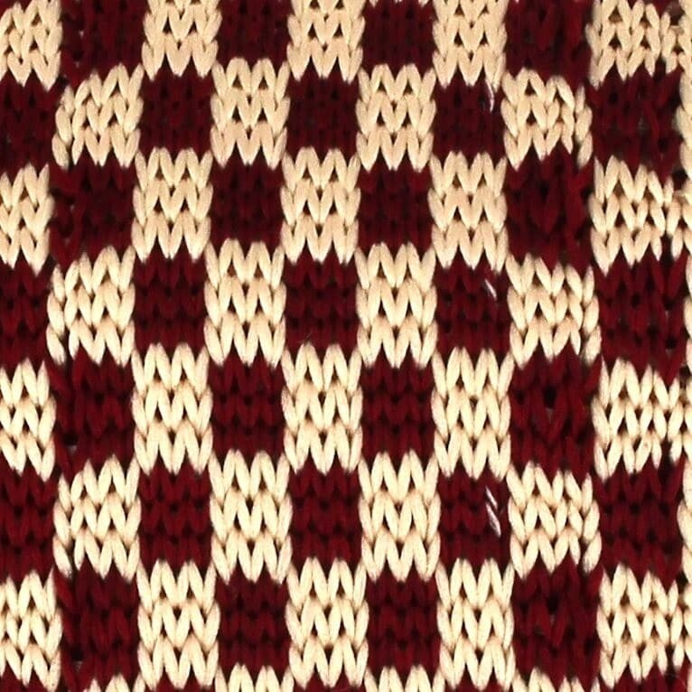 Corbata Punto Cuadros Beige y Granate