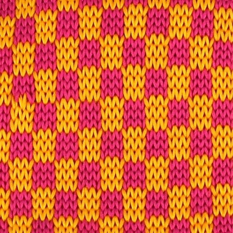 Corbata Punto Cuadros Dorada y Rosa