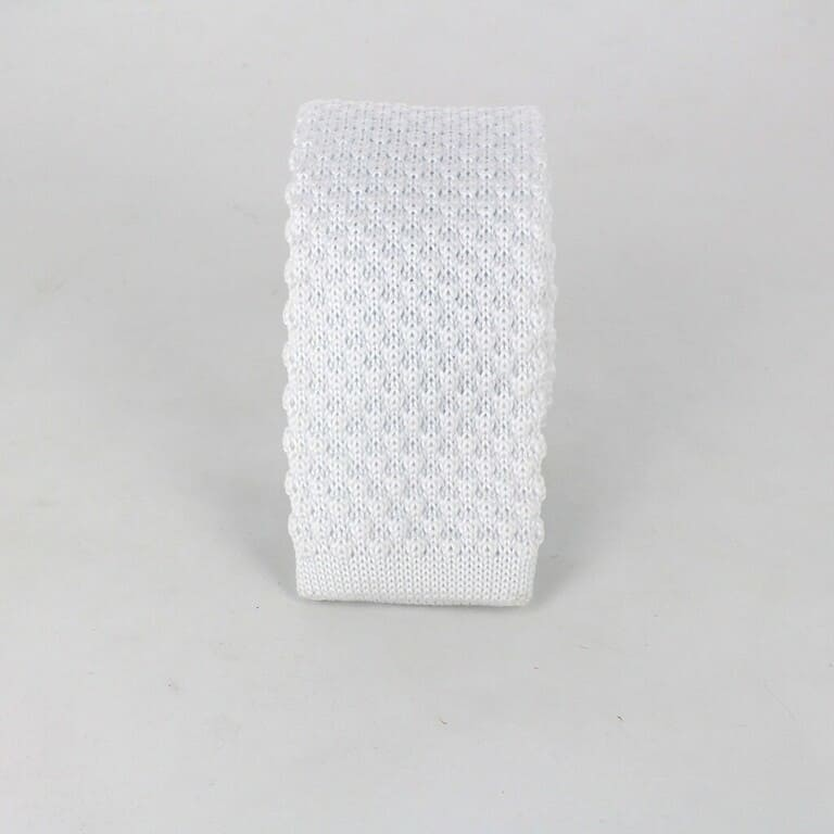 Corbata Punto Lisa Ondas Blanca