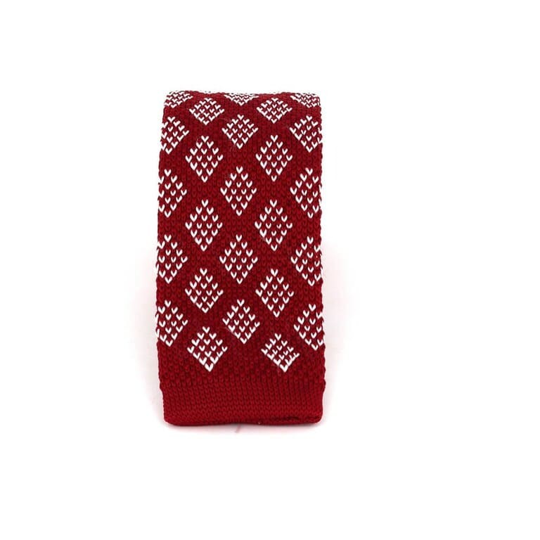 Corbata Punto Roja Estampada Rombos