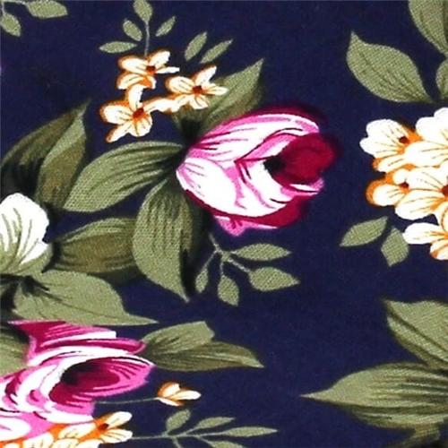 Corbata Estrecha Flores Azul Marino