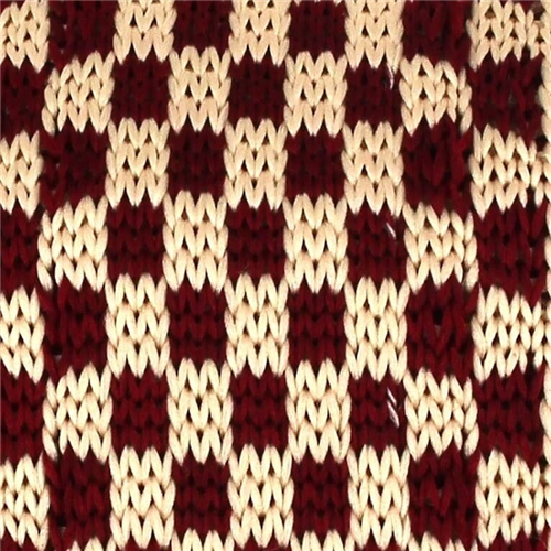 Corbata Punto Cuadros Beige y Granate