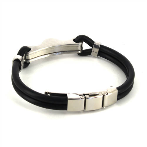 Pulsera Acero y Caucho Negro