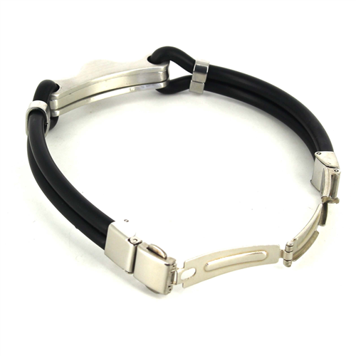Pulsera Acero y Caucho Negro
