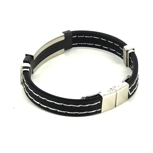 Pulsera Acero y Caucho Negro I