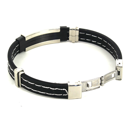 Pulsera Acero y Caucho Negro I