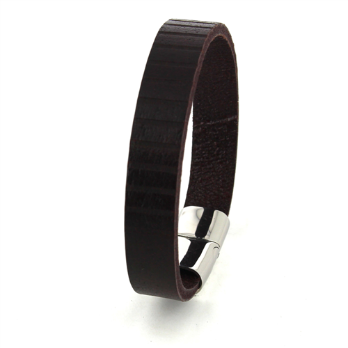 Pulsera Acero y Cuero Marrón