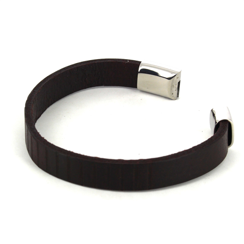 Pulsera Acero y Cuero Marrón