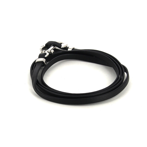 Pulsera Acero y Cuero Negro con Ancla I