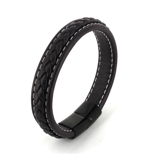 Pulsera Cuerda Cuero Marrón Oscuro