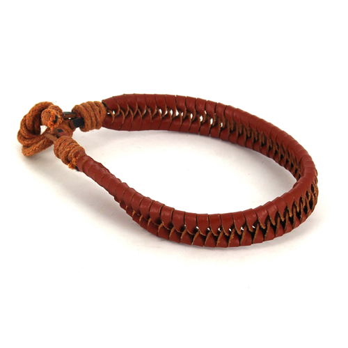 Pulsera Cuero Trenzada Marrón Claro