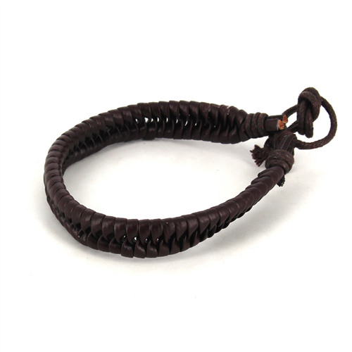 Pulsera Cuero Trenzada Marrón Oscuro