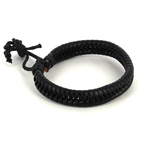 Pulsera Cuero Trenzada Negra