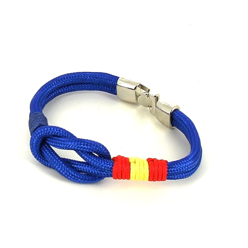 Pulsera Nudo Azul con Bandera España
