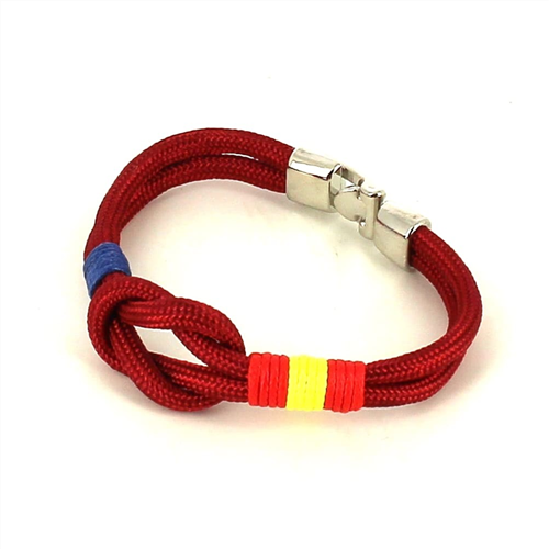 Pulsera Nudo Burdeos con Bandera España
