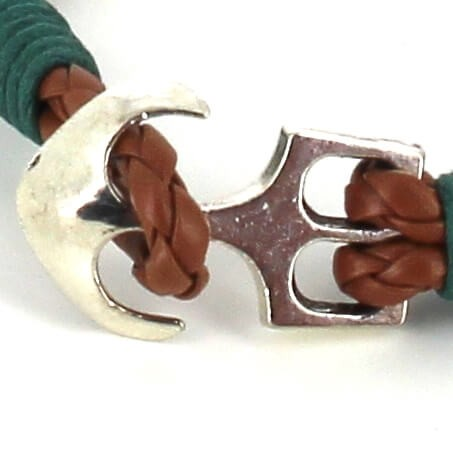 Pulsera Trenzada Cuero con Ancla