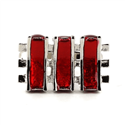 Gemelos Esmaltados Triple Raya Roja - Frontal