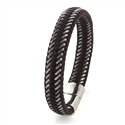 Pulsera Acero Trenzada de Cuero Marrón