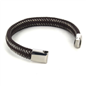 Pulsera Acero Trenzada de Cuero Marrón