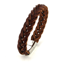 Pulsera Cuero y Acero Trenzada Marrón