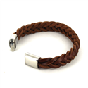 Pulsera Cuero y Acero Trenzada Marrón