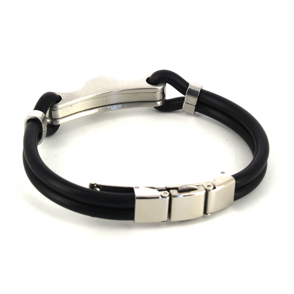 Pulsera Acero y Caucho Negro
