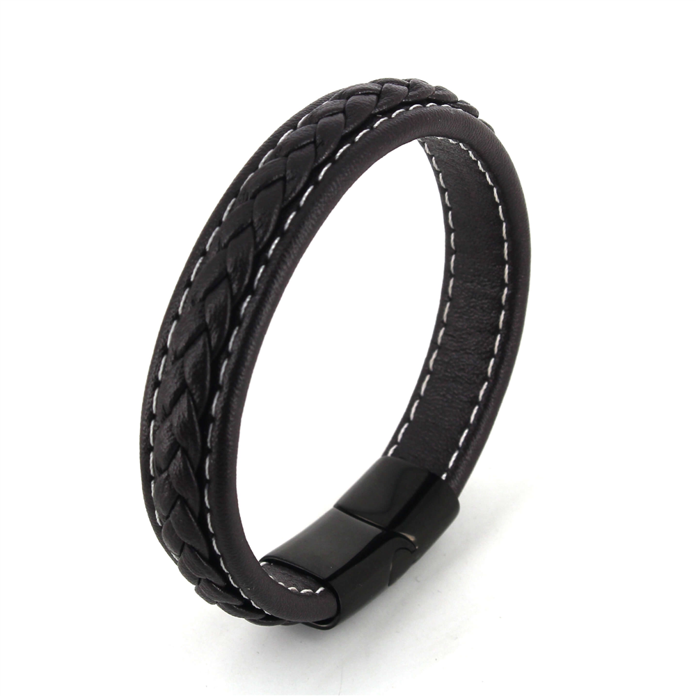 Pulsera Cuerda Cuero Marrón Oscuro