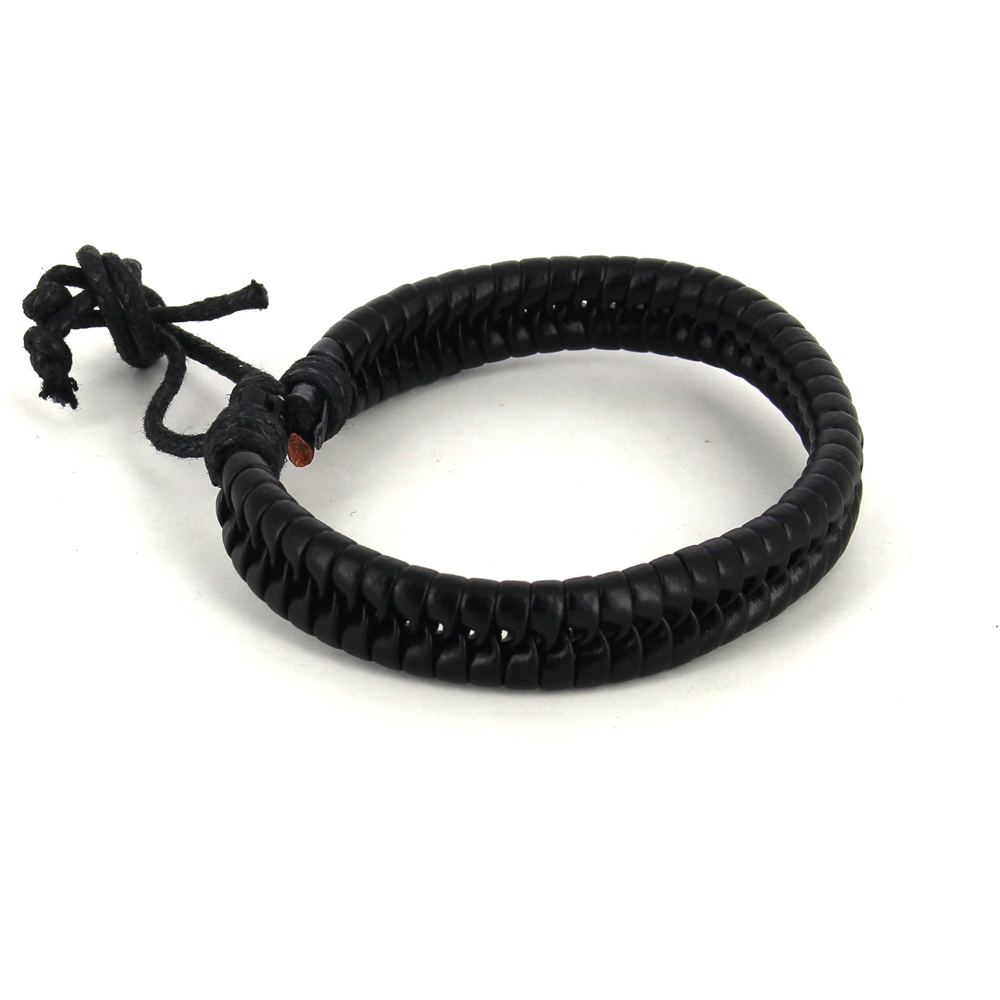 Pulsera Cuero Trenzada Negra
