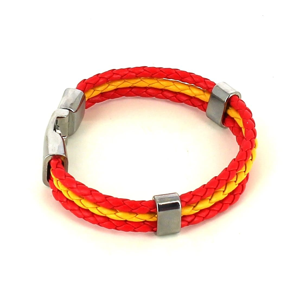 Pulsera Cuero Trenzado Bandera España