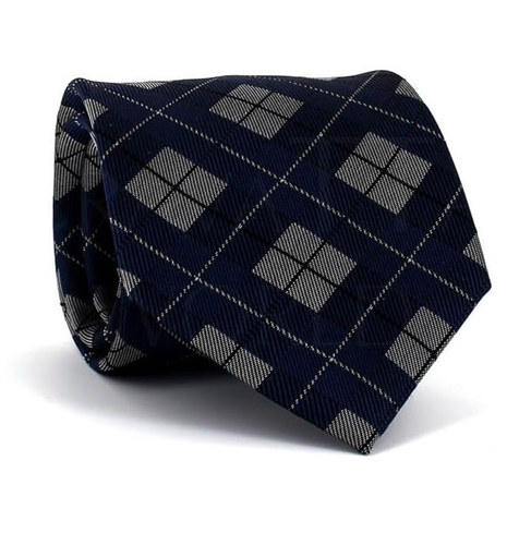 Gravata Xadrez Azul Marinho