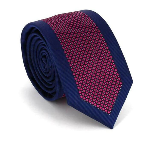 Gravata Estreita Azul Marinho e Rosa