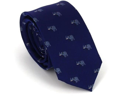 Gravata Estreita Elefantes Azul