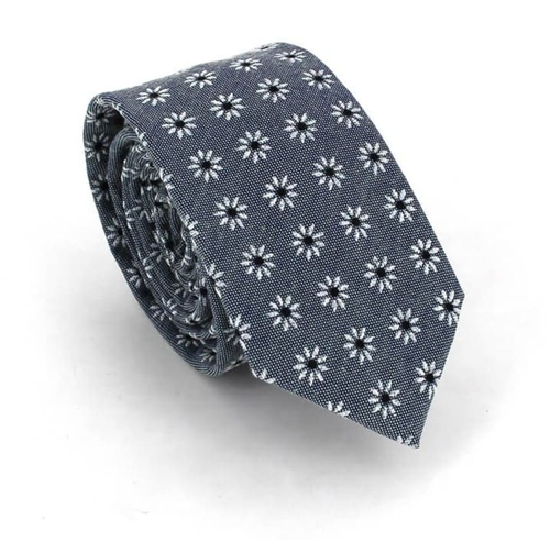 Gravata Estreita Estampada Cinzenta Floral