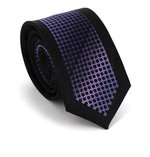 Gravata Estreita Preta e Violeta