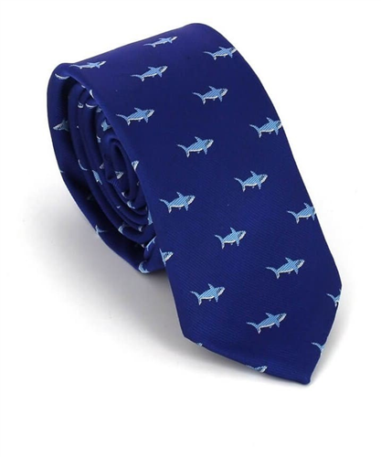 Gravata Estreita Tubarões Azul