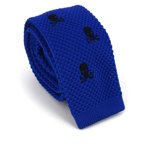 Gravata Ponto Caveiras Azul
