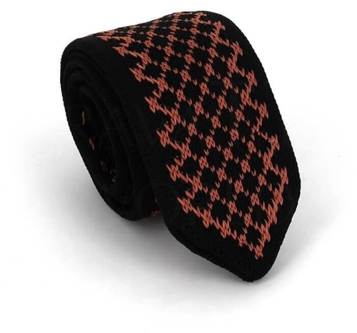 Gravata de Ponto Estampada Preto e Castanho
