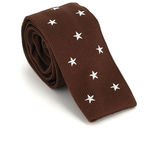 Gravata Ponto Estrelas Castanho