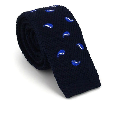Gravata Ponto Paisley Azul Escuro