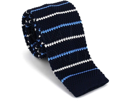 Gravata Ponto Riscas Azul Escuro