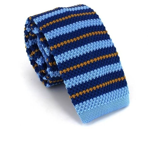 Gravata Ponto Riscas Azul e Amarelo