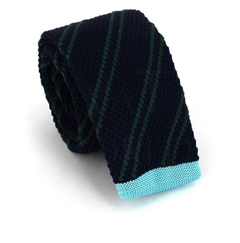 Gravata Ponto Riscas Diagonais Azul e Verde