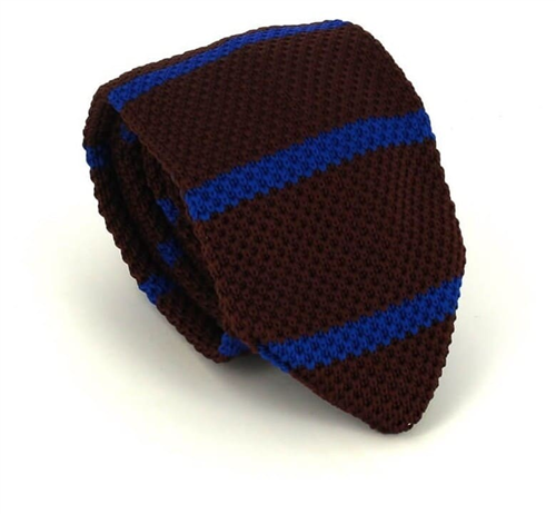 Gravata Ponto Riscas Castanho e Azul