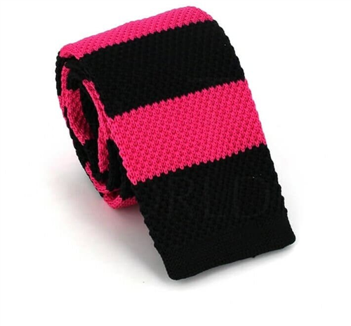 Gravata Ponto Riscas Rosa e Preta
