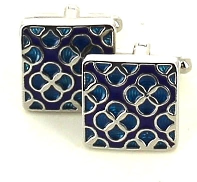 Botões de Punho Azulejo Esmaltado