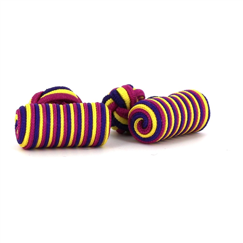 Botões de punho Barril Amarelo, Roxo e Fúcsia