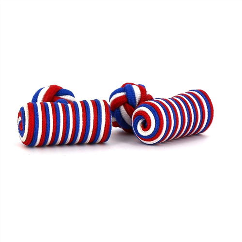 Botões de punho Barril Branco, Azul e Vermelho