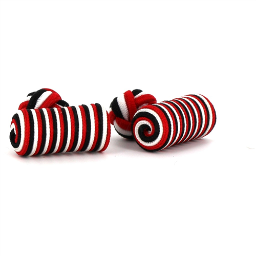 Botões de Punho Barril Vermelho, Preto e Branco