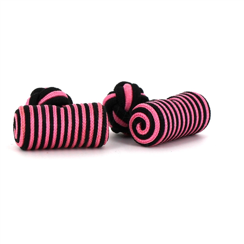 Botões de Punho Barril Rosa e Preto