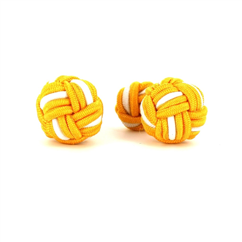 Botões de punho Bola Grande Amarelo e Branco